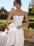 Cifeeo-Summer Elegant Dresses for Women 2025 New Arrivals White Long Party Dresses Hollow Out Flare Female Clothing