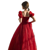 Cifeeo-nye outfits Prom Evening Dresses Women Vestidos Mesh Red Party Wedding Bridesmaid Dress Zipper Elegant Banquet Gown Vestido 2025 Clothing-back to school dress 2025