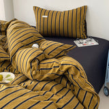 Cifeeo-Ins Yellow Stripe Bedding Duvet Cover Set with Pillowcase bed sheet Single Full Size Bed Linen Duvet Cover Set Queen/King Double