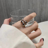 Cifeeo-Vintage Jewelry Y2K Style 1PC Vintage Black Big Cross Open Ring For Women Party Jewelry Men Trendy Gothic Metal Color Finger Ring