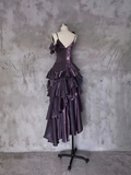 Cifeeo-Christmas Thanksgiving Gift New Year's Eve Dress Irregular Ruffled Suspender Prom Dress Dark Purple Long Birthday Dress Christmas Thanksgiving Gift New Year's Eve Dress1629-back to school dress nye outfits 2025