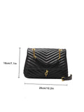 CIFEEO - Minimalist Metal Decor Chevron Flap Square Bag  - Women Shoulder Bags