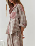 Cifeeo- Pink Loose Splice Pajama Set