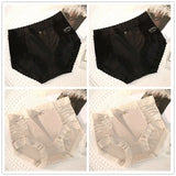 Cifeeo-4-piece Set of Women's Ice Silk Satin Seamless Mid High Waist Sexy Lace Hip Cotton Antibacterial Crotch Thin Shorts Panties