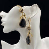 Cifeeo-vintage Valentines Gift 2022MQ Baroque Black Gemstone Retro Luxury High end Dark Gothic Design Cool Earrings-Mom's Gift