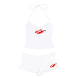 Cifeeo-Vintage vintage Streetwear Aesthetic Harajuku Women Sleeveless Halter Camisole Trendy Hip Hop Rock Y2K Geometric Graphic Print Slim tops