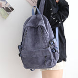 Cifeeo-back to school gifts Couple New Corduroy Women Backpack Female Korean Shoulder School Bag for Teens College Women's Travel Backpacks Laptop Computer