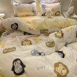 Cifeeo-2025 Spring Bedding Set Kids Duvet Cover Set Cute Cartoon No Filler Single Queen Size Girls Boys Flat Sheet Pillowcase Spring Summer Soft Bed Linens