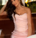Cifeeo-2025 Summer Women Tops Short Mesh Pink Cropped Top Sexy Strapless Tank Top Casual Female Holiday Blouse