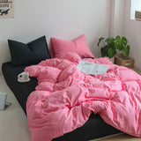 Cifeeo-INS Pink Series Duvet Cover set Pillow Case Bed Sheet Solid Color Quilt Covers Boy Kid Teen Girl Bedding Linens Set King Queen