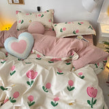 Cifeeo-2025 Spring Bedding Set Cute Cartoon Bedding Set Ins Style Duvet Cover Without Comforter Pillowcases Flat Sheet New Arrival Soft Bed Linens