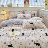 Cifeeo-2025 Spring Bedding Set Cute Boys Duvet Cover Set with Zipper Girls New Flat Bed Sheet Pillowcases No Filler Double Queen Size Adult Kids Bedding Linens