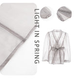 Cifeeo-work holiday party outfit 2025 Spring and Summer Sexy Black See-through Mesh Shirt Coat Female Niche Long-Sleeved Shirt Blouse Stacked