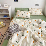 Cifeeo-2025 Spring Bedding Set Romantic Bedding Set Floral Ins Style Duvet Cover Flat Sheet with Pillowcases Single Queen Full Size Boys Girls Korean Bed Linen