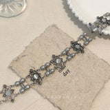 Cifeeo-Vintage Jewelry Y2K Style 2024 New Vintage Necklace Double-Deck Pearl Tiger-Eye Luxury Court Style Unisex Choker for Women Men Couple Jewelry