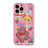Cifeeo-gifts Cute Pink Oil Painting Bear Phone Case