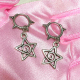 Cifeeo-Vintage Jewelry Y2K Style Korean Fashion Cute Star Swirl Earrings Gothic Charms Rivet Earrings for Women Punk Grunge Jewelry Vintage Accessories Cool