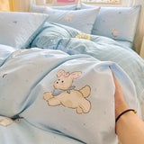 Cifeeo-2025 Spring Bedding Set Cute Cartoon Bedding Set New No Filler Ins Soft Duvet Cover Flat Sheet Pillowcases Twin Queen Size Girls Boys Comforter Cover