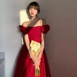 Cifeeo-nye outfits Prom Evening Dresses Women Vestidos Mesh Red Party Wedding Bridesmaid Dress Zipper Elegant Banquet Gown Vestido 2025 Clothing-back to school dress 2025