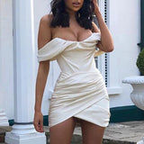 Cifeeo-High Quality Bodycon Satin Dress Pink Women Party Dress Mini 2021 New Double Layer Summer Dress Celebrity Evening Club Dress