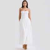Cifeeo-Summer Elegant Dresses for Women 2025 New Arrivals White Long Party Dresses Hollow Out Flare Female Clothing