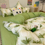 Cifeeo-2025 Spring Bedding Set Christmas Bedding Set Flat Sheet Duvet Cover Pillowcase Combination Green Tree Flower Home Textile Bed Linen Fashion