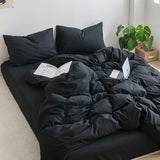 Cifeeo-INS Pink Series Duvet Cover set Pillow Case Bed Sheet Solid Color Quilt Covers Boy Kid Teen Girl Bedding Linens Set King Queen