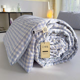 Cifeeo-2025 Spring Bedding Set 2025 New Summer Quilt Plaid Blue Pink Nordic Style Soft Thin Air Conditioning Throw Single Queen Size Breathable Blanket