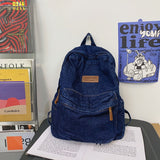 Cifeeo-back to school gifts Fashion Washed Denim Women Travel Backpack Mochila Solid Color Shopping Bag Teenagers School Bags Large Bookbag Bolsas Femenina