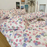 Cifeeo-2025 Spring Bedding Set Ins Pink Flowers Bedding Set Fashion Flat Sheet Duvet Cover No Filling Pillowcase Twin Full Queen Nordic Boy Girl Bed Linen