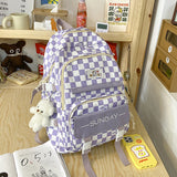 Cifeeo-back to school gifts Schoolbag For girls Junior High High appearance level large capacity Grid 2025 new elementary school Laptop Book Pack backpack
