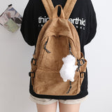 Cifeeo-back to school gifts Couple New Corduroy Women Backpack Female Korean Shoulder School Bag for Teens College Women's Travel Backpacks Laptop Computer