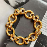 Cifeeo-vintage Valentines Gift Fashion Trend Vintage Literature Elegant  Quality Shining Rhinestone Inlaid Gems Fried Dough Twists Knitted Necklace Bracelet-Mom's Gift