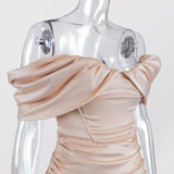 Cifeeo-High Quality Bodycon Satin Dress Pink Women Party Dress Mini 2021 New Double Layer Summer Dress Celebrity Evening Club Dress