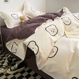 Cifeeo-2025 Spring Bedding Set Cute Bear Duvet Cover Set with Flat Sheet Pillowcases Twin Double Queen Size Bed Linen Boys Girls Home Gift Bedding Textile