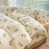 Cifeeo-2025 Spring Bedding Set Romantic Bedding Set Floral Ins Style Duvet Cover Flat Sheet with Pillowcases Single Queen Full Size Boys Girls Korean Bed Linen