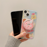 Cifeeo-gifts Kawaii Pink Donut Graffiti Magnetic Stand Phone Case