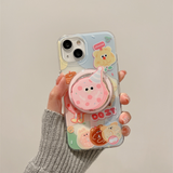 Cifeeo-gifts Kawaii Pink Donut Graffiti Magnetic Stand Phone Case