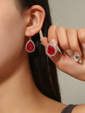 CIFEEO- Vintage Natural Stone Drop Shaped Diamond Earrings Banquet Party Everyday Jewelry QAG52
