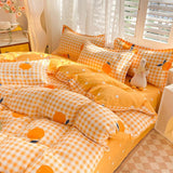 Cifeeo-2025 Spring Bedding Set Cute Carrot Duvet Cover Set with Zipper Kids Kawaii Flat Sheet Pillowcases No Filler Twin Queen Size Girls Boys Gift Bedding Set