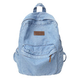 Cifeeo-back to school gifts Fashion Washed Denim Women Travel Backpack Mochila Solid Color Shopping Bag Teenagers School Bags Large Bookbag Bolsas Femenina