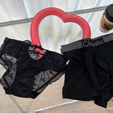 Cifeeo-Couple Underwear Women Men Boxer Sexy Korean Panties Lover's Lingerie Lace Lover's Panty 2 Pieces Set Boyfriend Girlfriend Gifts