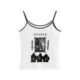 Cifeeo-vintage outfits Y2K Punk Rock Aesthetic Harajuku Retro Casual Tank Tops Gothic Emo Girls Sleeveless Crop Tops Sexy Chic Slim Fashion Streetwear