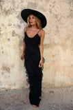 Cifeeo-Women Elegant Deep V Neck Maxi Dress Sexy Ruffles Backless Party Club Dresses 2025 Fashion Ladies Beach Split Sundress Vestidos