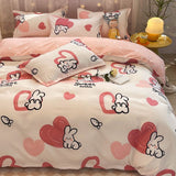 Cifeeo-2025 Spring Bedding Set Kawaii Bear Duvet Cover Set Boys Girl Fashion No Filler Single Full Size Flat Sheet Pillowcase Bedspread Soft Home Textile