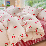 Cifeeo-2025 Spring Bedding Set Simple Leaves Duvet Cover Set Floral Printed with Sheet Pillowcases No Filler Soft Bed Linen Full Queen Size Home Bedding Set