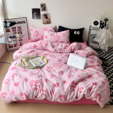 Cifeeo-2025 Spring Bedding Set Ins Style Big Eyes Duvet Cover No Filling Double Mix Color Flat Sheet Pillowcases Washed Cotton Embroidery Queen Bedding Set