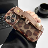 Cifeeo-gifts Brown Leopard Print Leather Strap Apple IPhone Case