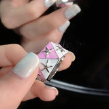 Cifeeo-Vintage Jewelry Y2K Style Y2K Enamel Drop Oil Love Heart Colorful Rings For Women Girls Korean Fashion Cute Aesthetic Pink Ring Jewelry Accessories