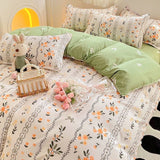 Cifeeo-2025 Spring Bedding Set Flowers Rabbit Bedding Set Ins No Filler Single Queen Size Duvet Cover Flat Sheet Pillowcase Girls Boys New Comforter Duvet